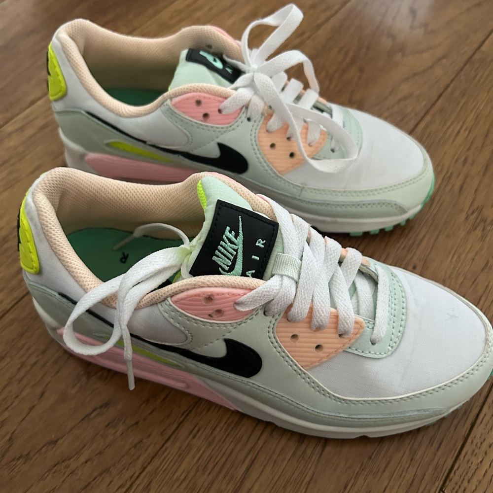 Nike Air Sneakers with Peach and Lime Accents